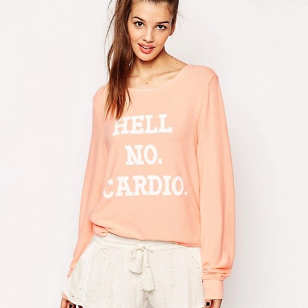 Peach and white Wildfox long sleeve size medium